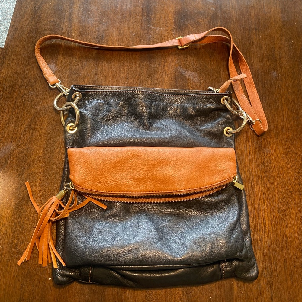 Black and brown Italian leather bag in great condition